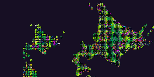 ズームレベルの異なる画面を並べた図