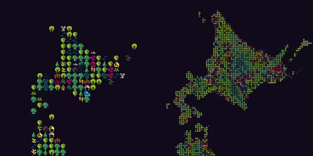 ズームレベルの異なる画面を並べた図
